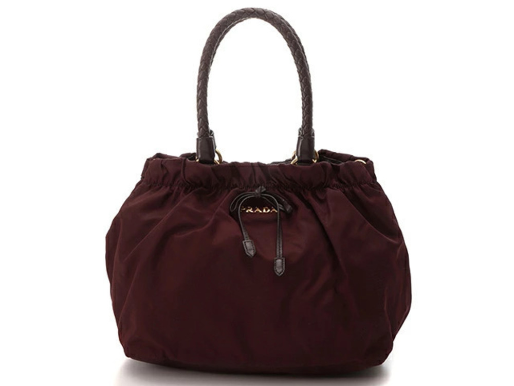Prada handbag Bordeaux Purple Brown leather strap